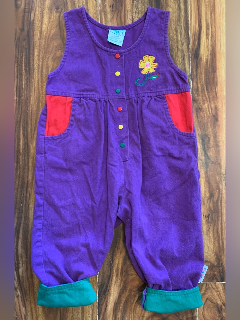 Sprockets 1990s Kidcore Colorful Floral 18mon Overalls. 3982